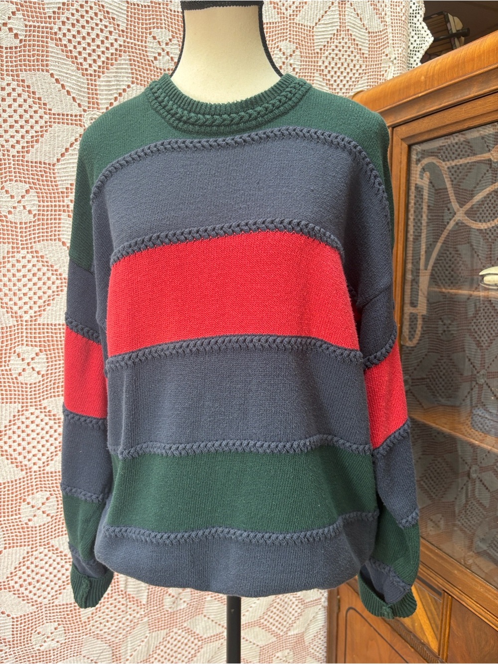 Vintage Ports International Cotton Colorblock Sweater Size Medium